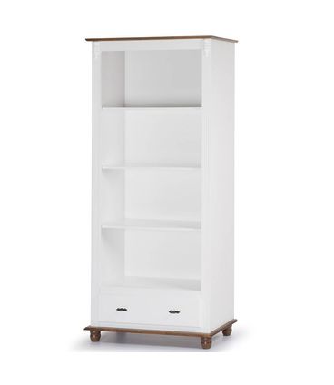 Estante Alanya 3 Prateleiras 1 Gaveta Branco e Imbuia 90cm - 68191