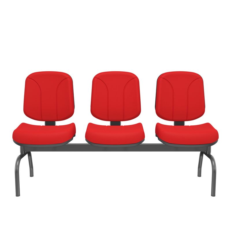 CadeiraLongarinaRiadeAssentoeEncostoCorVermelhoBaseMetal