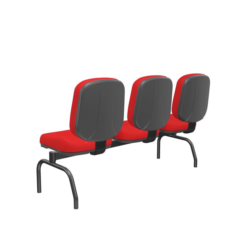 CadeiraLongarinaRiadeAssentoeEncostoCorVermelhoBaseMetal