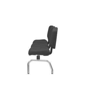 Longarina Riade Diretor 3 Lugares Assento e Encosto Cor Preto Base Metal Cromado e Preto - 68237