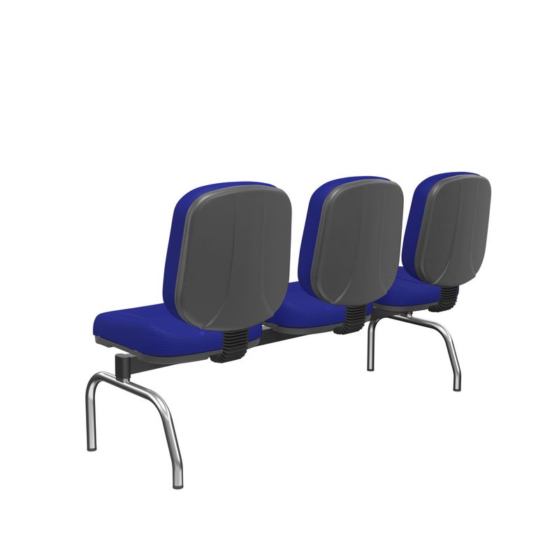 CadeiraLongarinaRiadeAssentoeEncostoCorAzulBaseMetalCromadoePreto