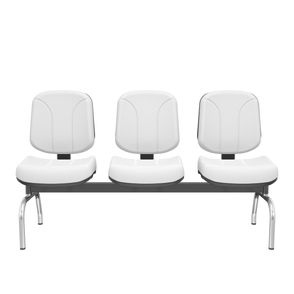 Longarina Riade Diretor 3 Lugares Assento e Encosto Cor Branco Base Metal Cromado e Preto - 68244