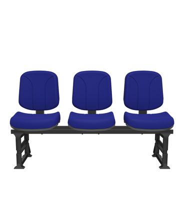Longarina Riade Diretor 3 Lugares Assento e Encosto Cor Azul Base Plástico Preto - 68258