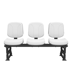 Longarina Riade Diretor 3 Lugares Assento e Encosto Cor Branco Base Plástico Preto - 68260