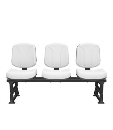 Longarina Riade Diretor 3 Lugares Assento e Encosto Cor Branco Base Plástico Preto - 68260