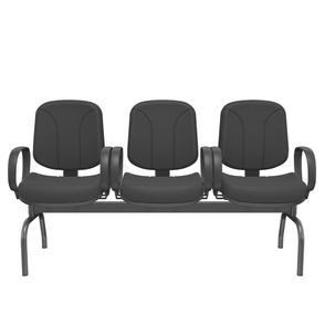 Longarina Riade Diretor 3 Lugares Assento e Encosto Cor Preto Base Metal Preto - 68263