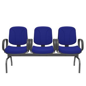 Longarina Riade Diretor 3 Lugares com Braços Corsa Assento e Encosto Cor Azul Base Metal Preto  - 68264