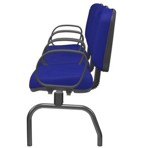 Longarina Riade Diretor 3 Lugares com Braços Corsa Assento e Encosto Cor Azul Base Metal Preto  - 68264