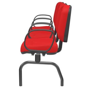Longarina Riade Diretor 3 Lugares com Braços Corsa Assento e Encosto Cor Vermelho Base Metal Preto - 68265