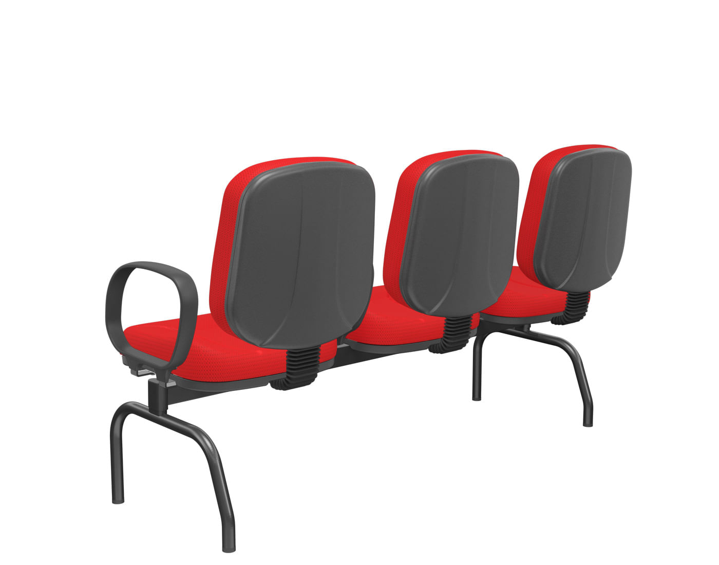 Longarina-Riade-Diretor-3-Lugares-com-Bracos-Corsa-Assento-e-Encosto-Cor-Vermelho-Base-Metal-Preto---68265