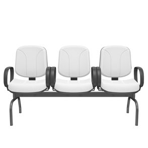 Longarina Riade Diretor 3 Lugares com Braços Corsa Assento e Encosto Cor Branco Base Metal Preto - 68266