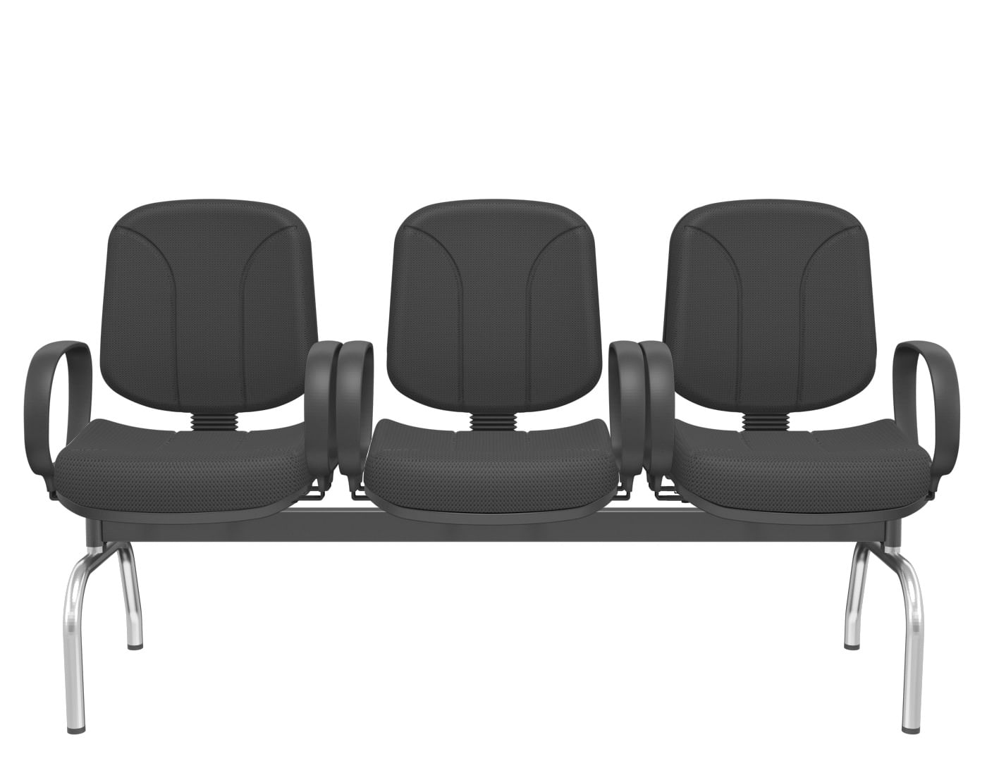 Longarina-Riade-Diretor-3-Lugares-com-Bracos-Corsa-Assento-e-Encosto-Cor-Preto-Base-Metal-Cromado-e-Preto---68267-