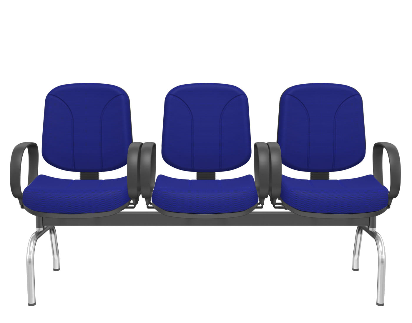Longarina-Riade-Diretor-3-Lugares-com-Bracos-Corsa-Assento-e-Encosto-Cor-Azul-Base-Metal-Cromado-e-Preto---68268