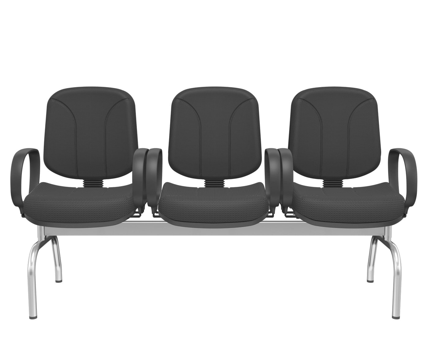 Longarina-Riade-Diretor-3-Lugares-com-Bracos-Corsa-Assento-e-Encosto-Cor-Preto-Base-Metal-Cromado---68273