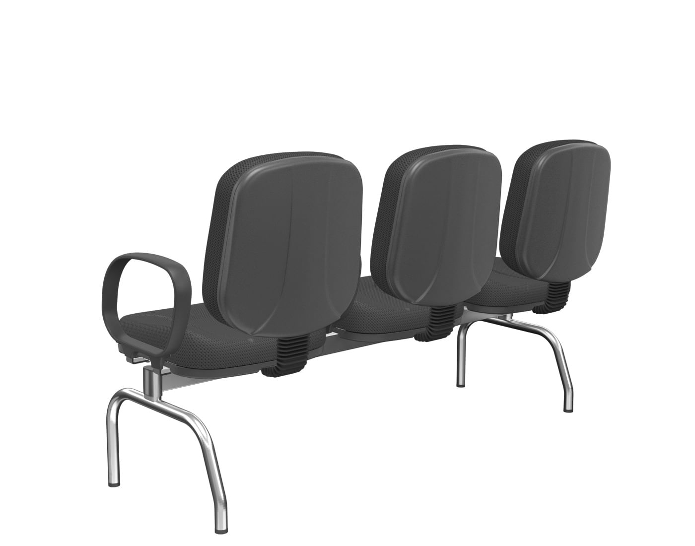 Longarina-Riade-Diretor-3-Lugares-com-Bracos-Corsa-Assento-e-Encosto-Cor-Preto-Base-Metal-Cromado---68273