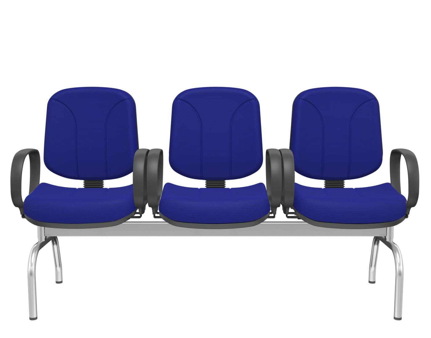 Longarina-Riade-Diretor-3-Lugares-com-Bracos-Corsa-Assento-e-Encosto-Cor-Azul-Base-Metal-Cromado---68275