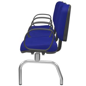 Longarina Riade Diretor 3 Lugares com Braços Corsa Assento e Encosto Cor Azul Base Metal Cromado - 68275
