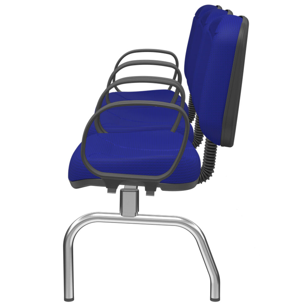 Longarina-Riade-Diretor-3-Lugares-com-Bracos-Corsa-Assento-e-Encosto-Cor-Azul-Base-Metal-Cromado---68275