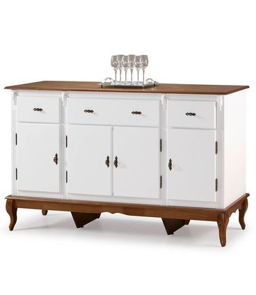 Balcão Texas 4 Portas 3 Gavetas Branco 175cm - 64917