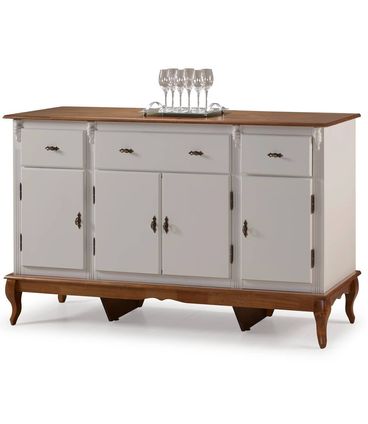 Balcão Texas 4 Portas 3 Gavetas Off White 175cm - 68277