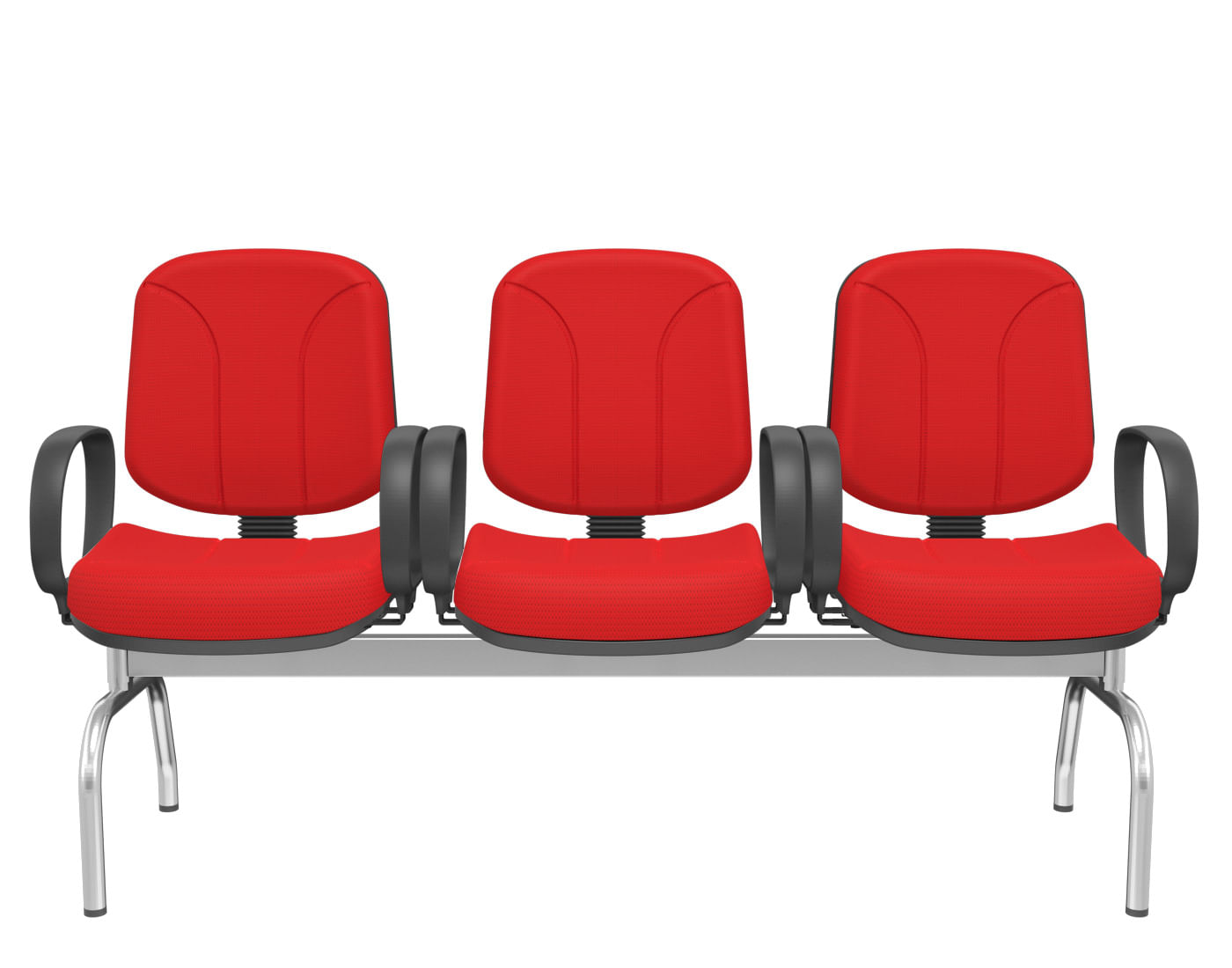 Longarina-Riade-Diretor-3-Lugares-Assento-e-Encosto-Cor-Vermelho-Base-Metal-Cromado-com-Apoio-de-Braco-Corsa---68280
