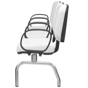Longarina Riade Diretor 3 Lugares Assento e Encosto Cor Branco Base Metal Cromado com Apoio de Braço Corsa - 68281