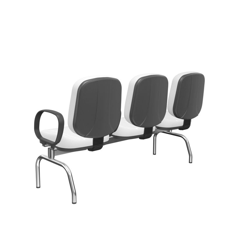 LongarinaRiadeDiretor3LugaresAssentoeEncostoCorBrancoBaseMetalCromadocomApoiodeBracoCorsa