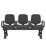 LongarinaRiadeDiretor3LugaresAssentoeEncostoCorPretoBasePlasticoPretocomApoiodeBracoCorsa