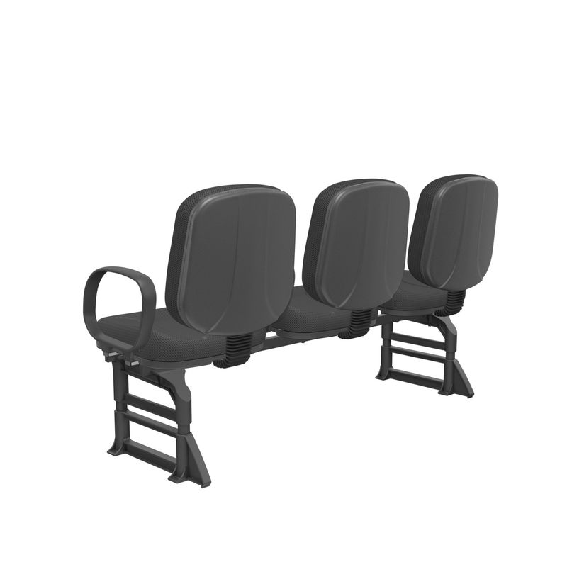LongarinaRiadeDiretor3LugaresAssentoeEncostoCorPretoBasePlasticoPretocomApoiodeBracoCorsa
