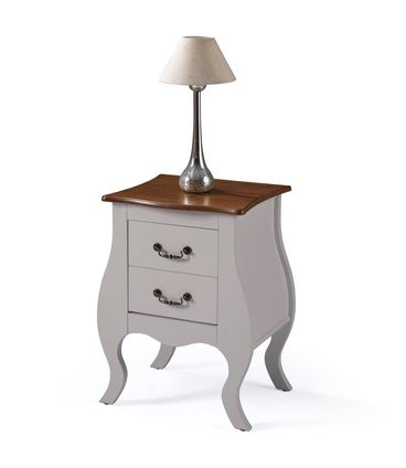 Mesa de Cabeceira 2 Gavetas Elegance Off White Tampo Imbuia 50cm - 68282
