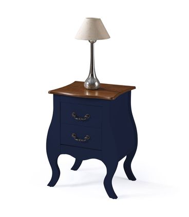 Mesa de Cabeceira 2 Gavetas Elegance Azul Petróleo Tampo Imbuia 50cm - 68284