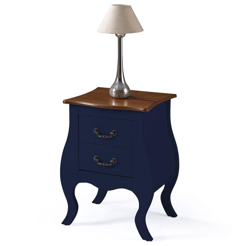 MesadeCabeceira2GavetasEleganceAzulPetroleoTampoImbuia50cm