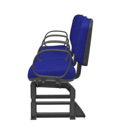 Longarina Riade Diretor 3 Lugares Assento e Encosto Cor Azul Base Plástico Preto com Apoio de Braço Corsa - 68286