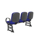 LongarinaRiadeDiretor3LugaresAssentoeEncostoCorAzulBasePlasticoPretocomApoiodeBracoCorsa