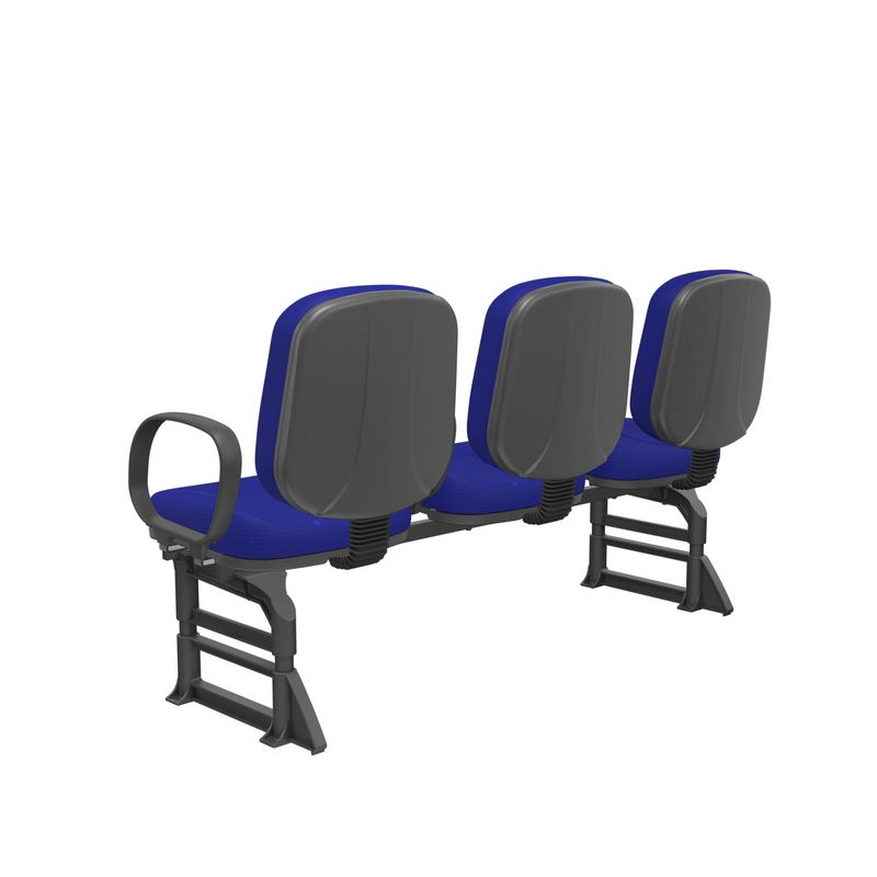 LongarinaRiadeDiretor3LugaresAssentoeEncostoCorAzulBasePlasticoPretocomApoiodeBracoCorsa