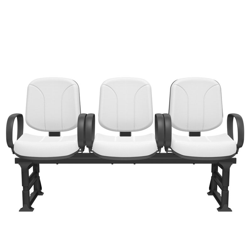 LongarinaRiadeDiretor3LugaresAssentoeEncostoCorBrancoBasePlasticoPretocomApoiodeBracoCorsa