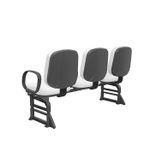 LongarinaRiadeDiretor3LugaresAssentoeEncostoCorBrancoBasePlasticoPretocomApoiodeBracoCorsa