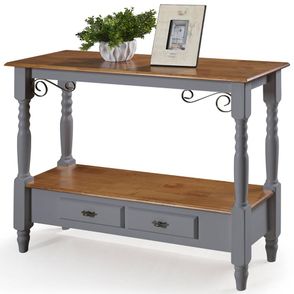 Aparador Elegance Cinza Escuro Tampo Imbuia 2 Gavetas Pês Torneados 116cm - 68298