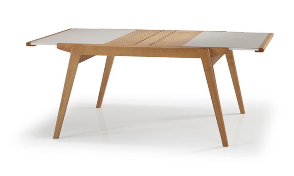 Mesa-Elastica-Lizzie-com-Tampo-de-Vidro-Fendi-e-Base-Madeira-na-Cor-Amendoa-140-cm---63923