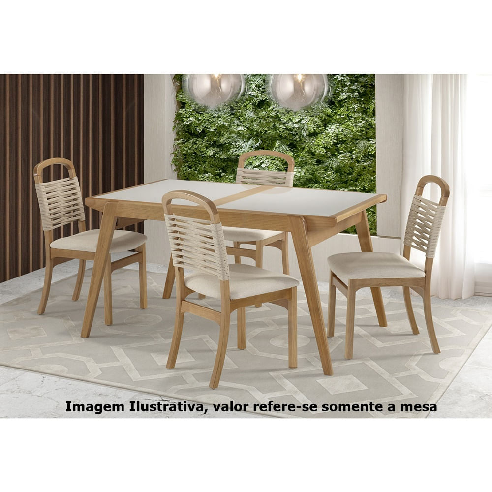 Mesa-Elastica-Lizzie-com-Tampo-de-Vidro-Fendi-e-Base-Madeira-na-Cor-Amendoa-140-cm---63923