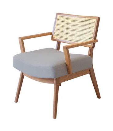 Poltrona Jully Tela Natural Assento cor Neblina com Base Amendoa - 65695