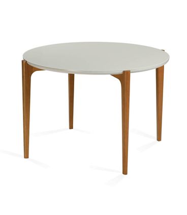 Mesa Jantar Redonda Luara Off White e Amendoa 110cm - 68323