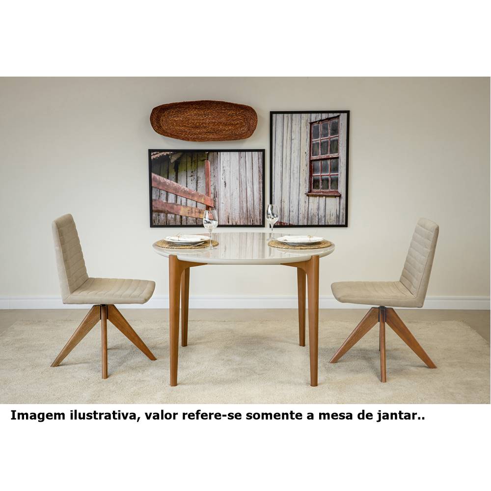 foto ambientada da mesa de jantar redonda luara