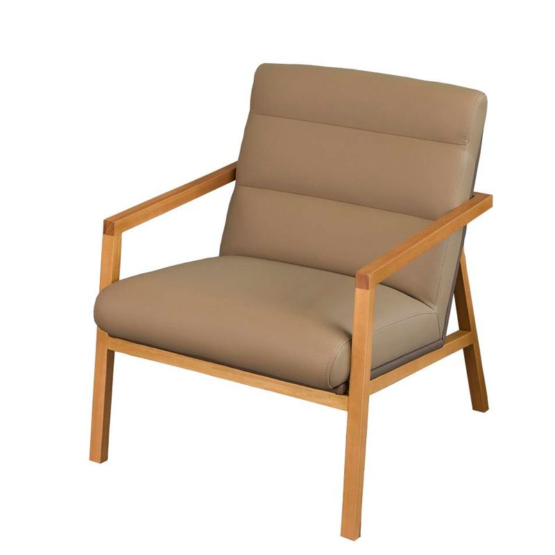 PoltronaMercuryEstofadaCouroNaturalBegeBasedeMadeiraNatural