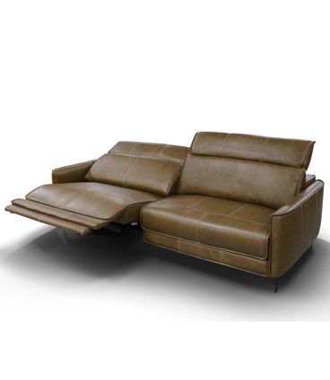 Sofá Murphy 3 Lugares Com Braço Couro Capuccino 367cm - 68378