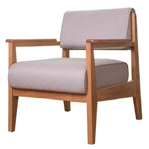 Poltrona Vênus Estofada Cinza Base de Madeira Mel - 68356
