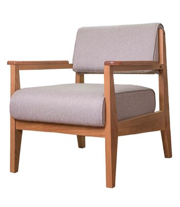 Poltrona Vênus Estofada Cinza Base de Madeira Mel - 68356