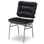 CadeiraCostelaEncostoeAssentoNaturalEstofadoPretoPesCromados