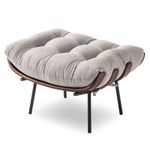 PuffCostelaAssentoMadeiraFreijoAlmofadadeAmarrarCinzaClaroPesPreto