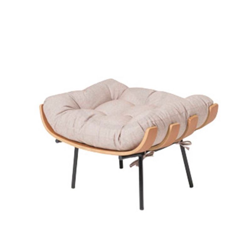 PuffCostelaAssentoMadeiraNaturalAlmofadadeAmarrarCinzaClaroPesPreto